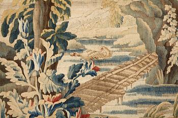 A "Verdure" tapestry, c 279 x 196 cm, signed M.R.D'AVBVSSONj.DVMONTEIL.