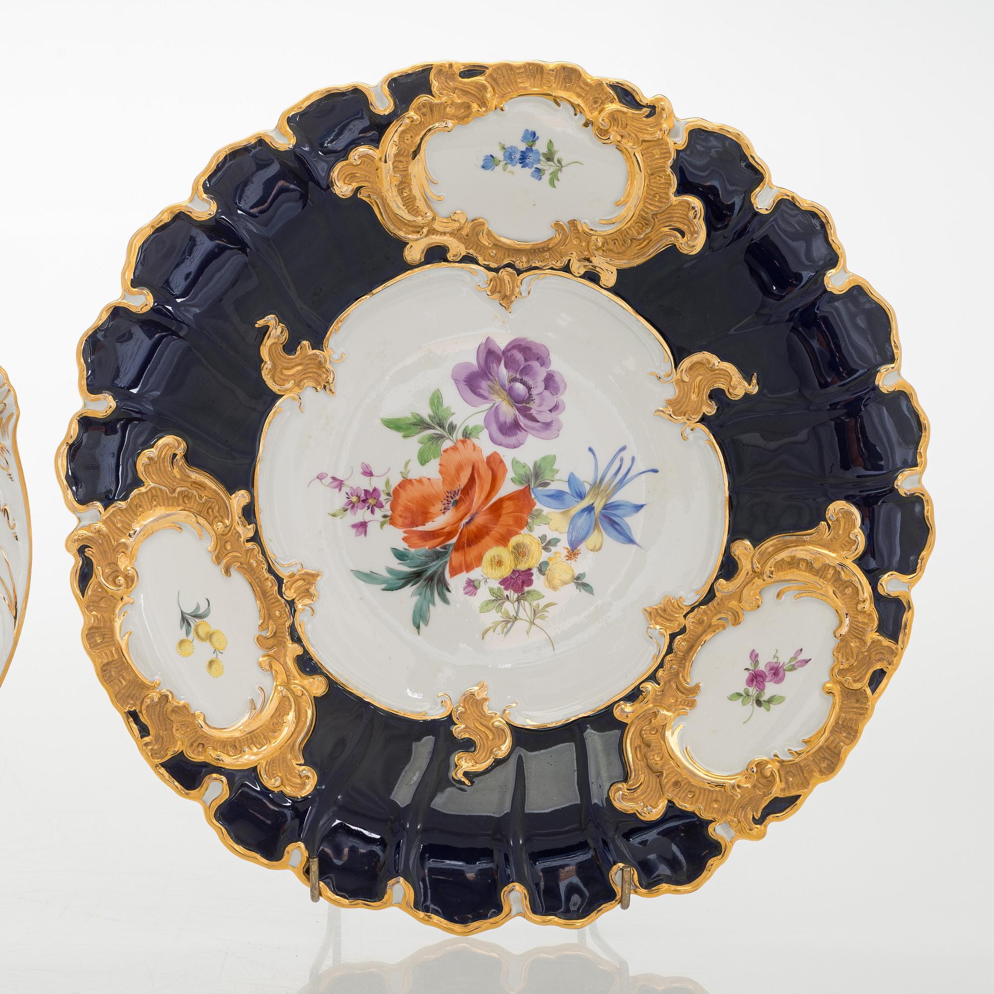 Two late 20th century porcelain Meissen dishes.