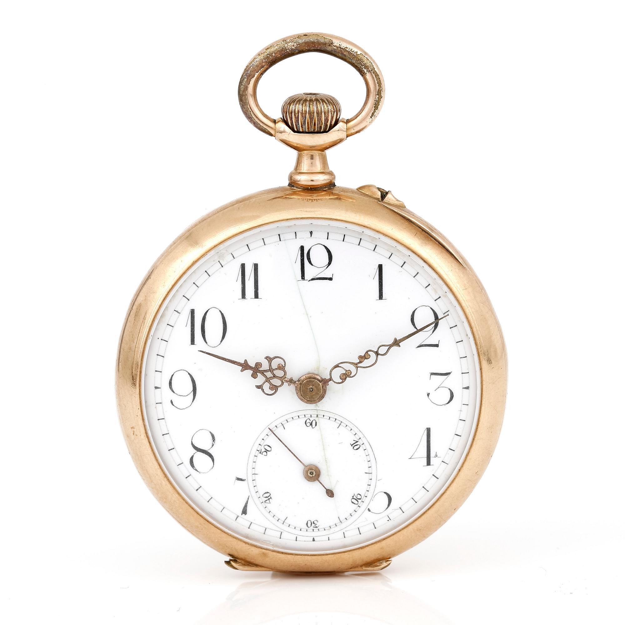 FICKUR, 18K guld och gulmetall, 1900-talets början.