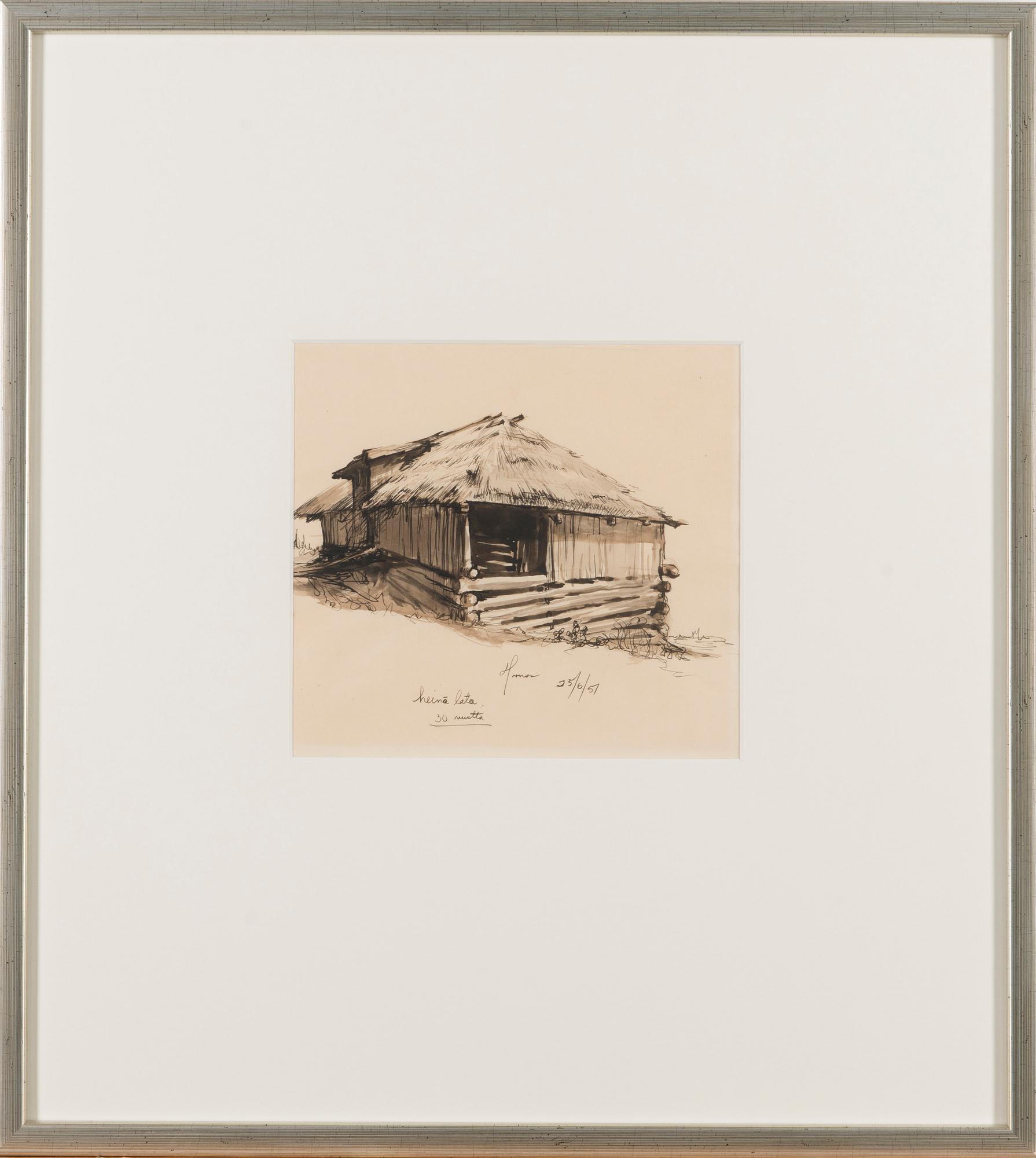 LEANDER FORNAS, laveeraus, signeerattu ja päivätty 25/6 -51.