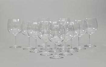 VINGLAS, 14 st, glas. Signe Persson Melin för Boda. 1900-tal.