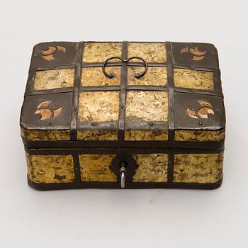 A late 19th Century Russian, probably Veliky Ustyug "Frosted tin" box.