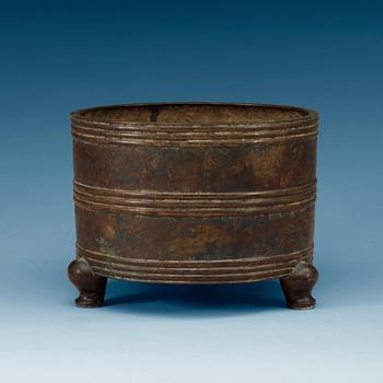 A large bronze tripod censer, Ming dynasty (1368-1644), with Xuande six character mark.