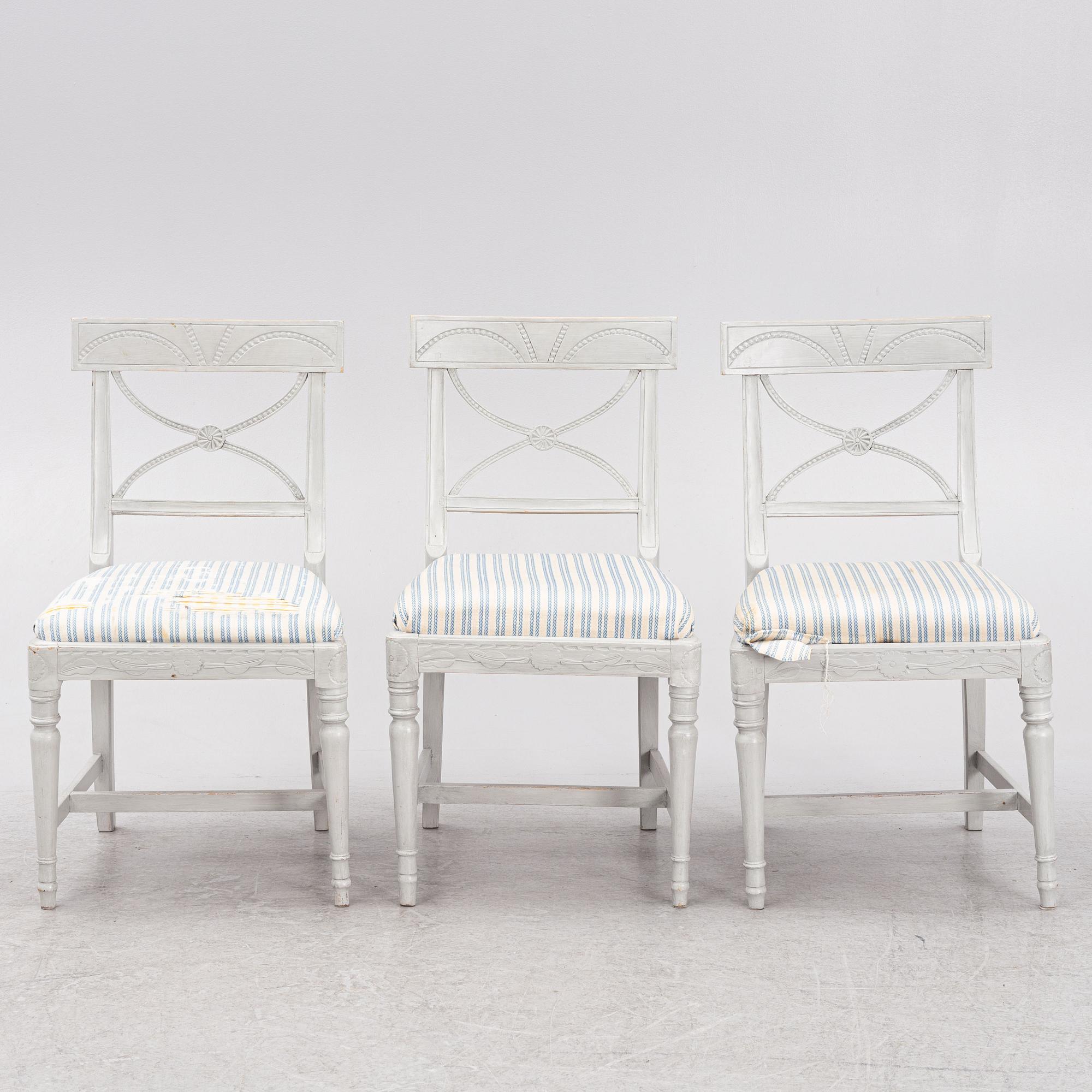 Stolar 3 st, Gustavianska, omkring år 1800.