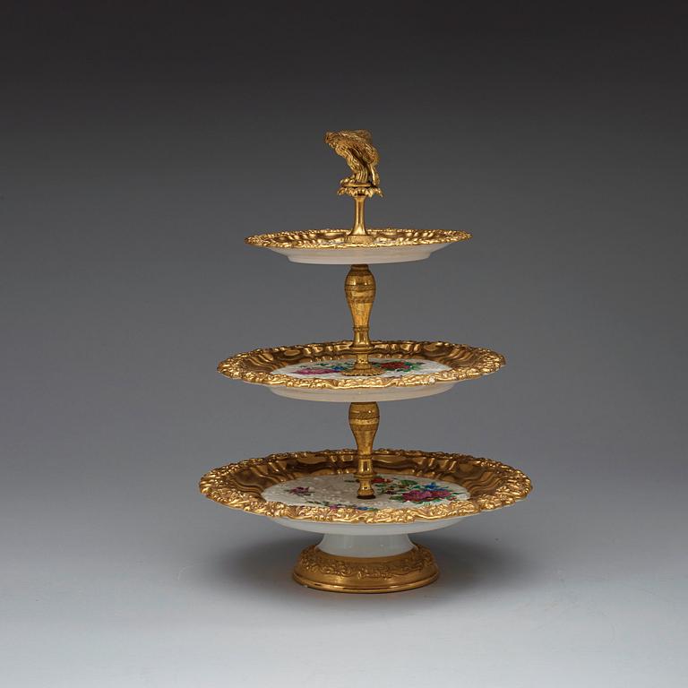 A porcelain cake stand, Imperial porcelain manufactory, St Petersburg, Russia, period of Tsar Nicholas I (1825-55).