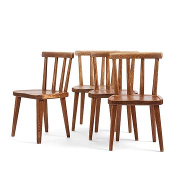 Axel Einar Hjorth, a set of four 'Utö' pine chairs, Nordiska Kompaniet, Sweden 1930s.