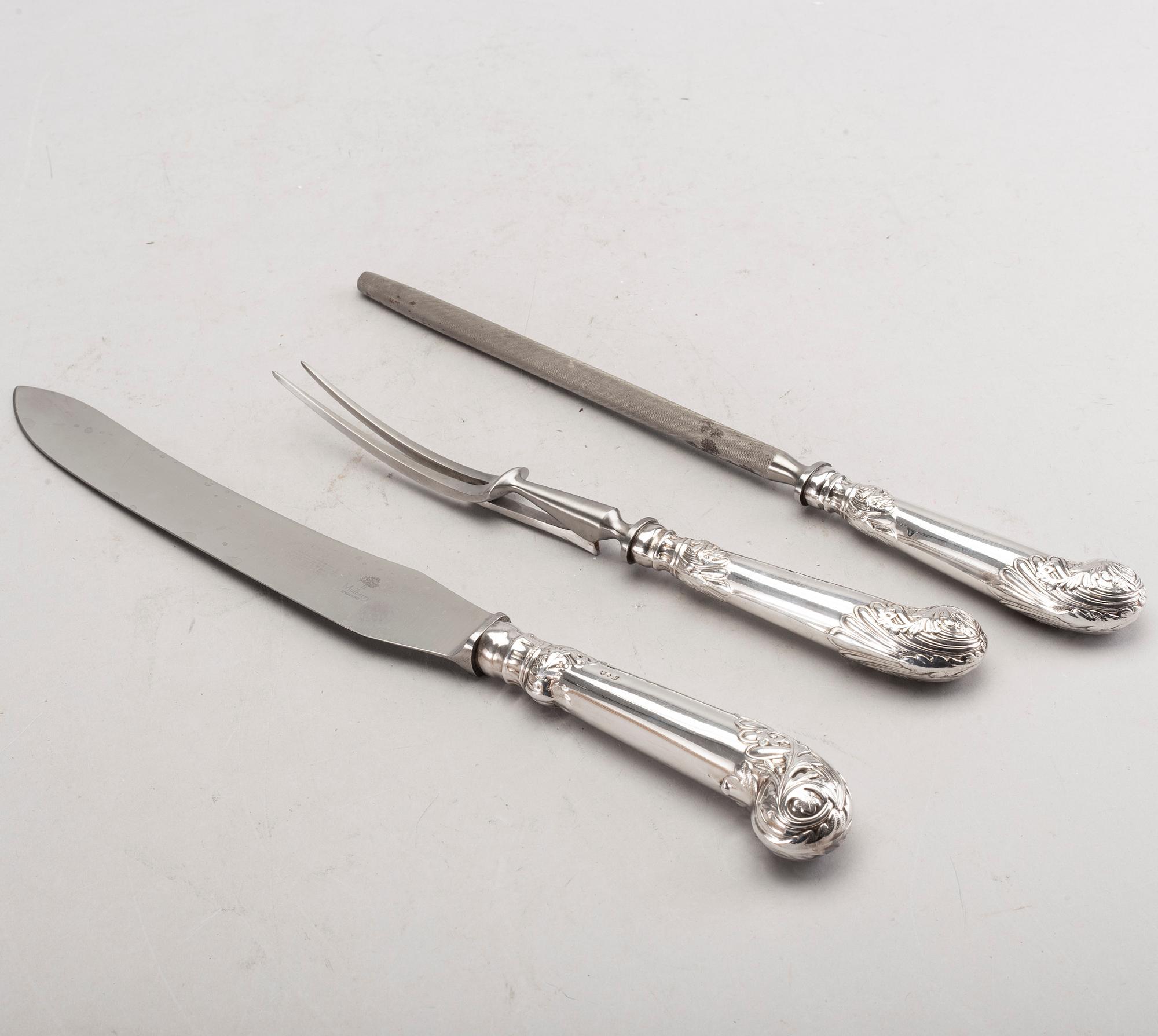 Mulberry, Trancherbestick, 3 delar, nysilver.