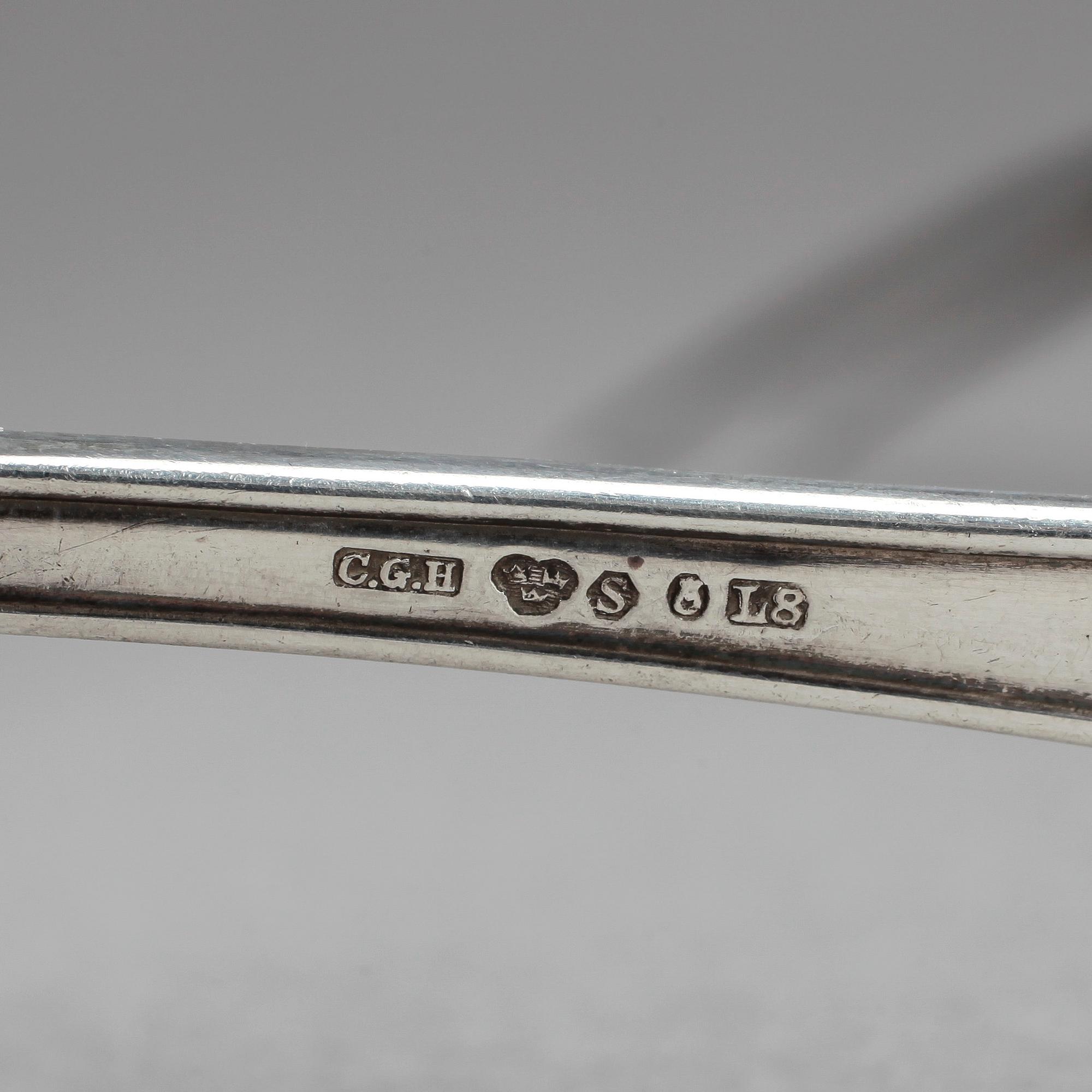 PARTI SILVER, 6 delar, modell "Svensk spets", 1910-30-tal. Tot vikt 283 gram.