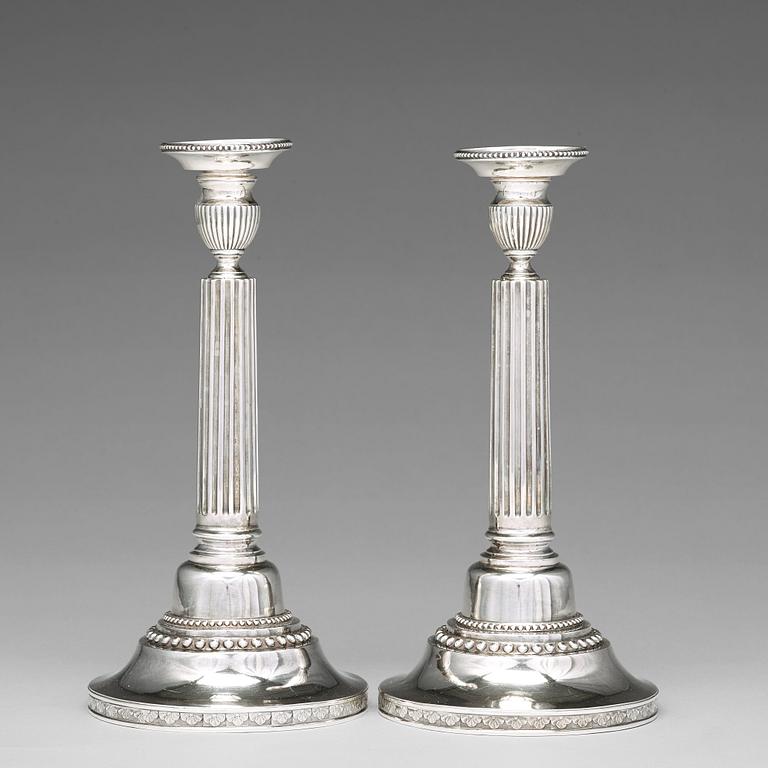 Anders Fredrik Weise, ljusstakar, ett par, silver, Stockholm 1789. Gustavianska.