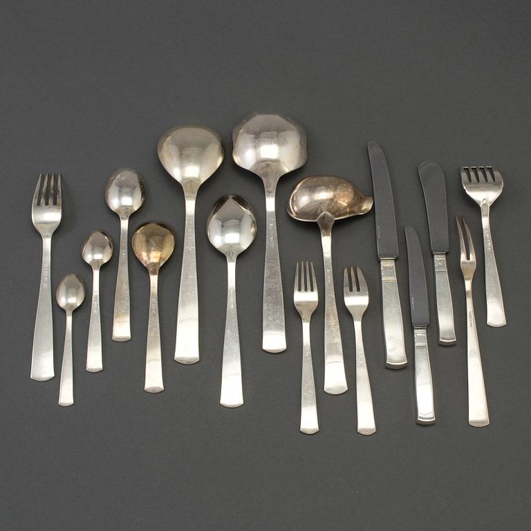 A SET OF  128 PIECES SILVER CUTLERY, "Rosenholm", GAB, 1960s.