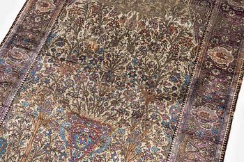 An antique Feraghan silk prayer rug, West Persia, c. 200 x 130 cm.