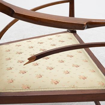 Soffa, 2 karmstolar, stol, jugend, omkring år 1900.