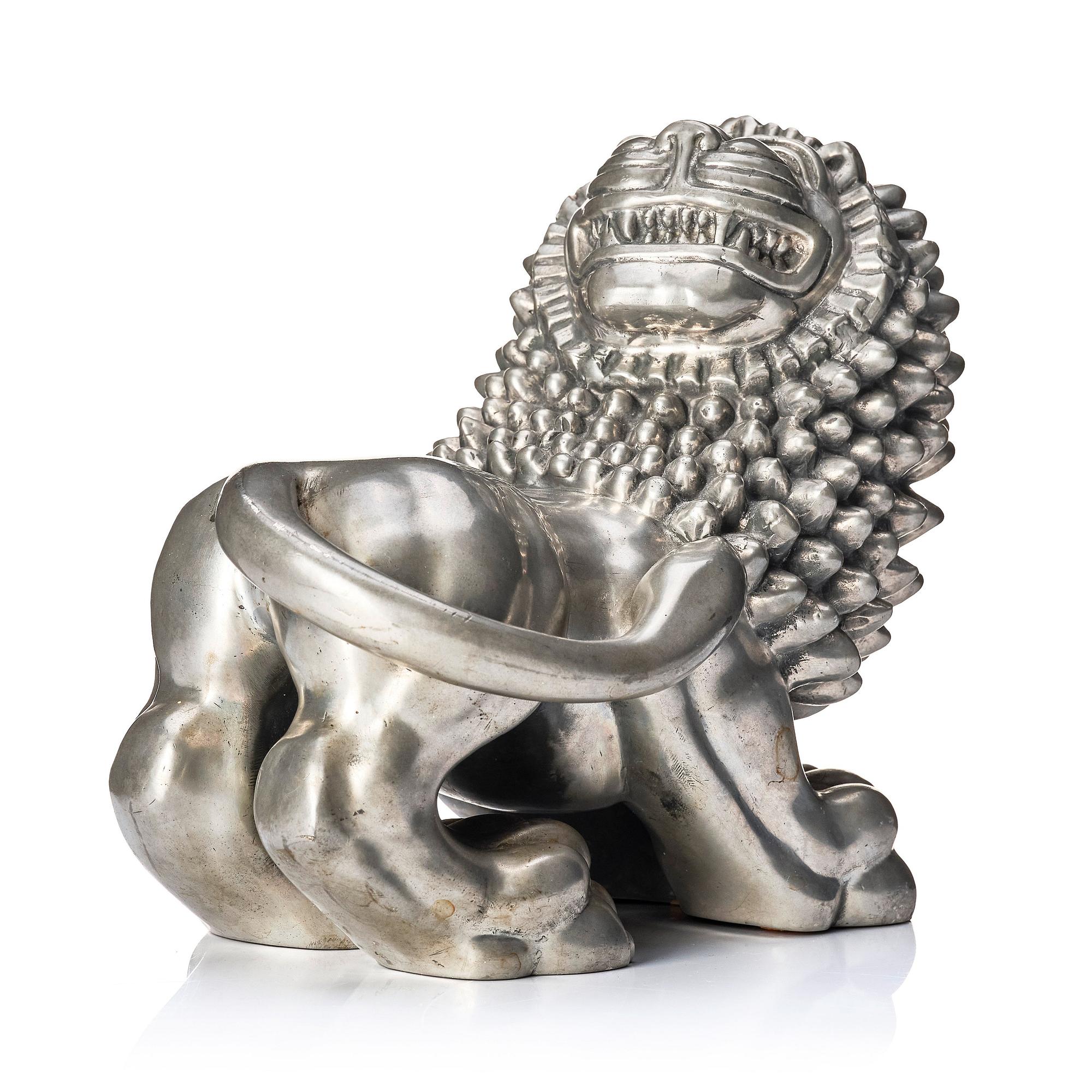 Anna Petrus, a pewter sculpture of a lion, Firma Svenskt Tenn, Stockholm, mid-20th century.