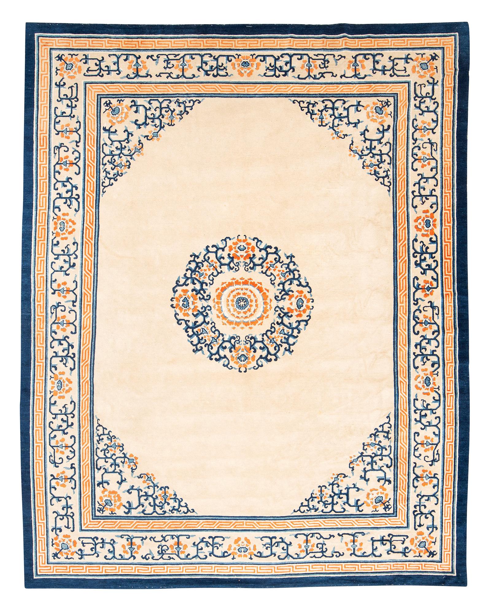 An antique Beijing carpet, measurement approx. 376 x 297 cm.