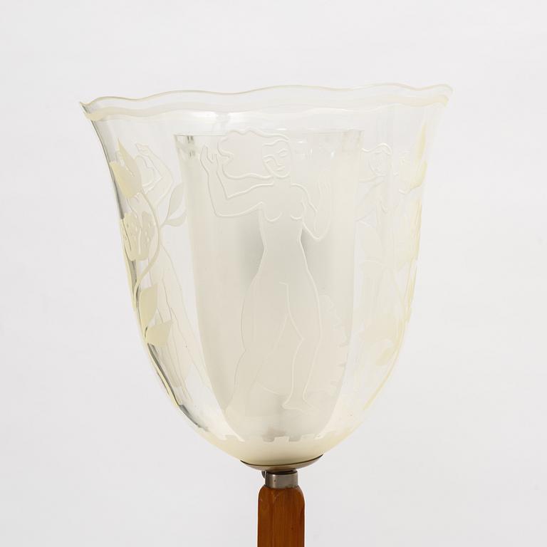 Birger Ekman, An elm and glass floor light, Glössner, first half of the 20th century.