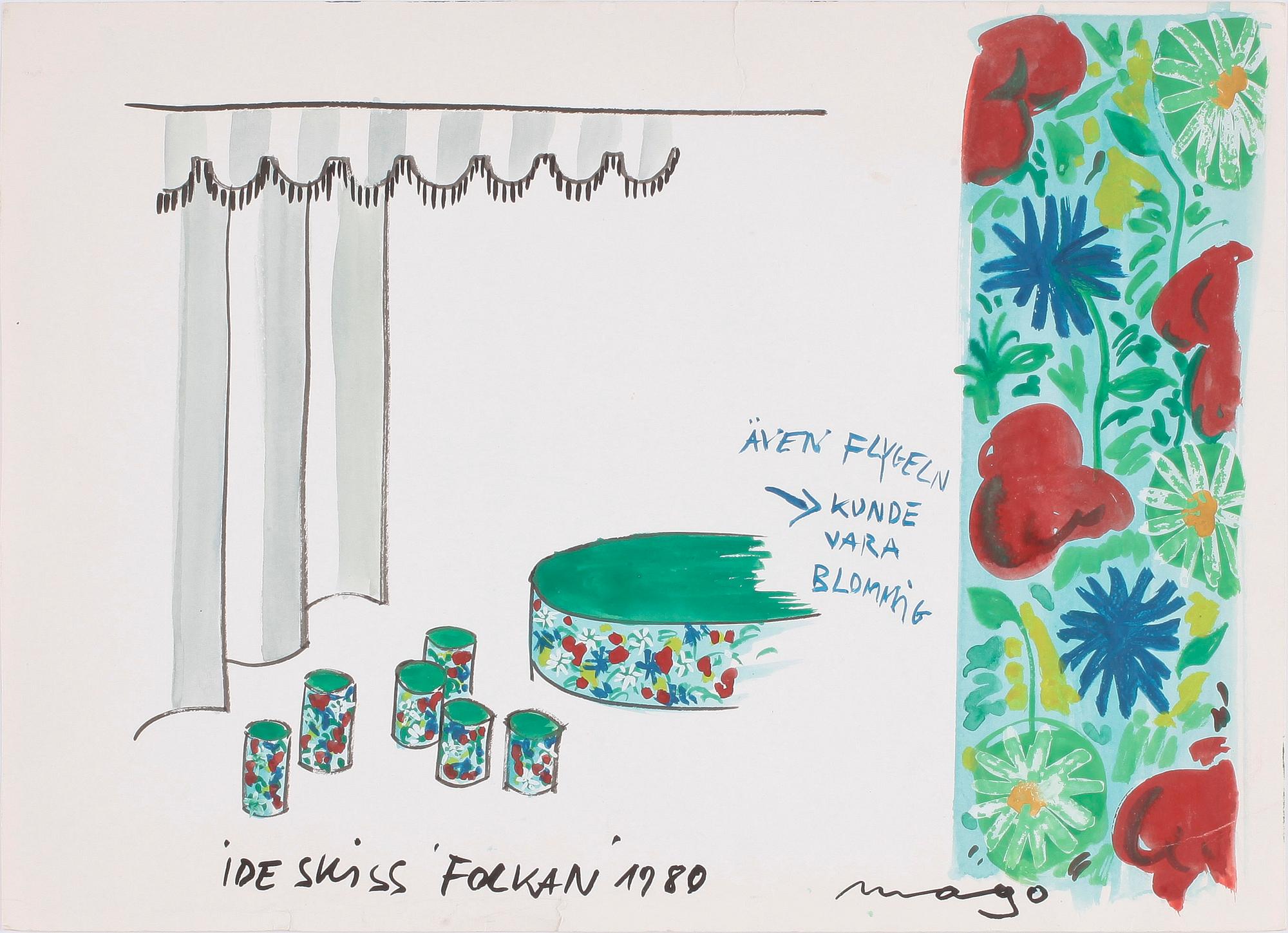 MAX GOLDSTEIN, kostymteckningar, 9 st, flertalet sign o dat 1980.