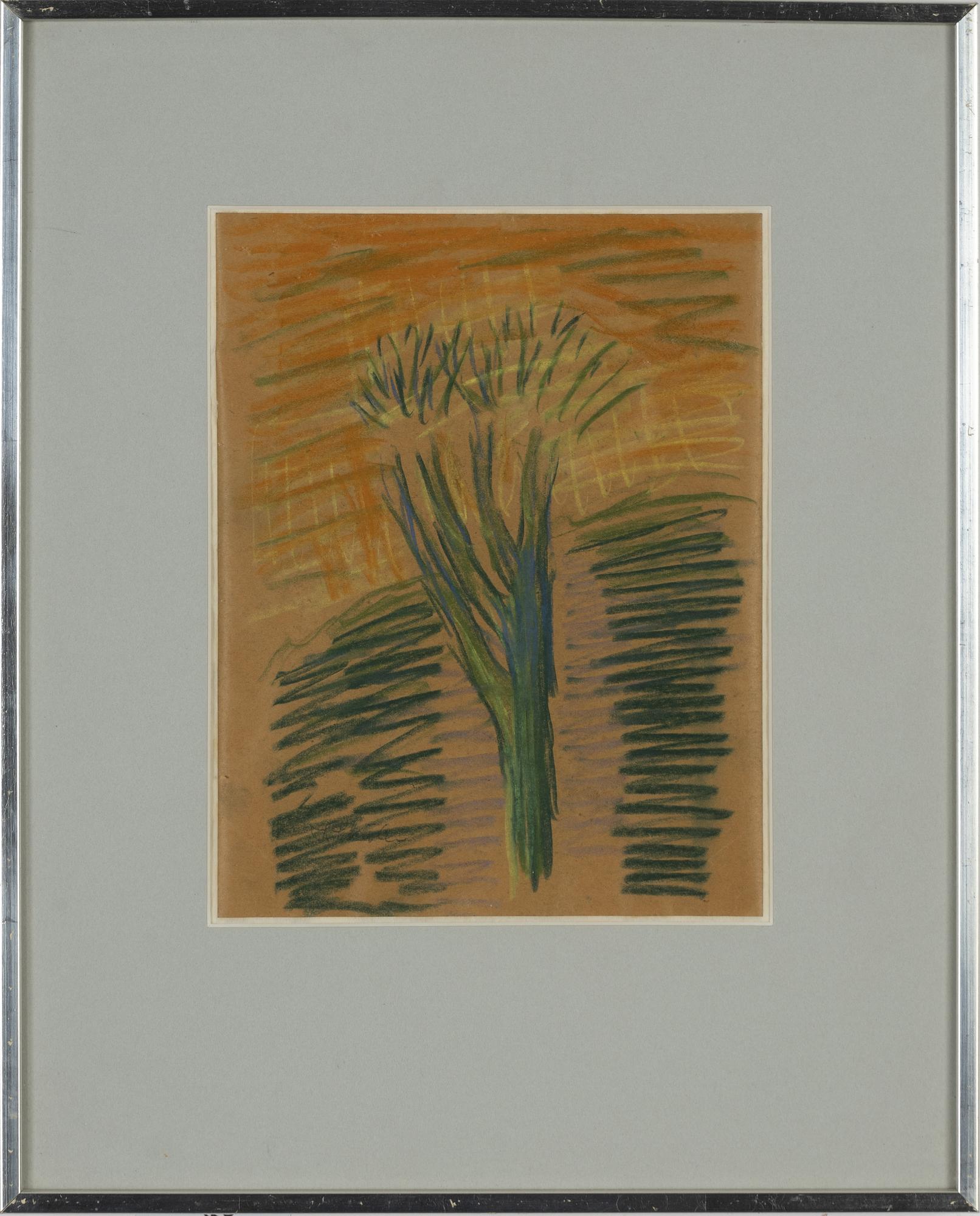 Inge Schiöler, chalk drawing, signed,