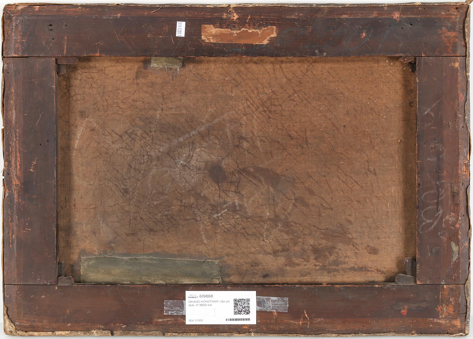 OKÄND KONSTNÄR, olja på duk, 17/1800-tal.