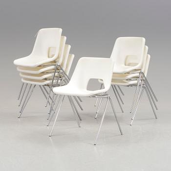 8 plastic chairs, modell "Järvi" by Niels Gammelgaard, Ikea Classics, 1979.