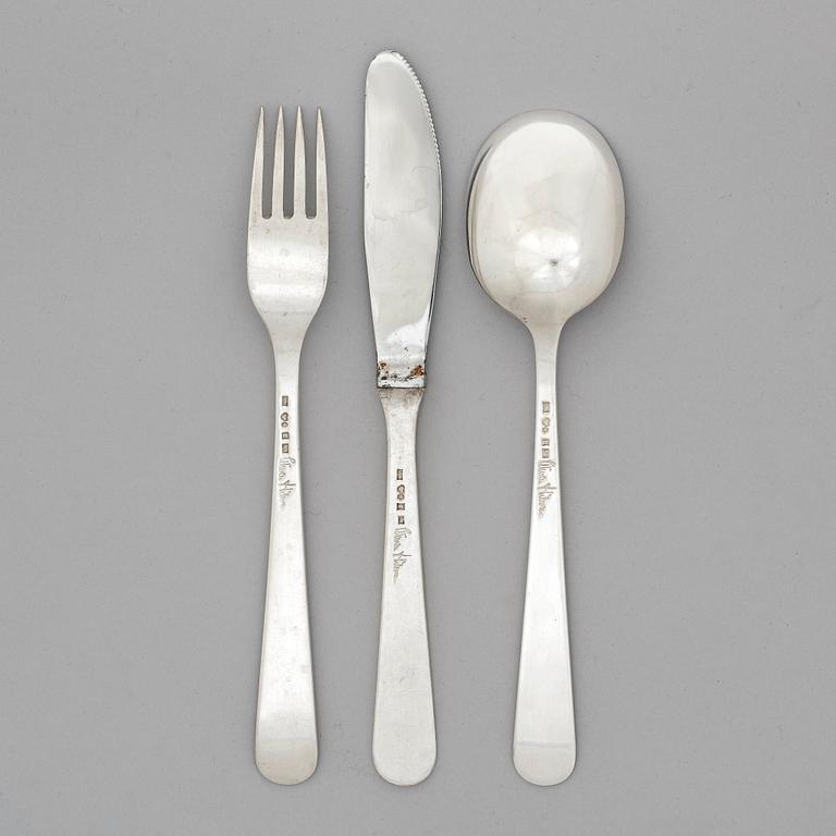 Wiwen Nilsson, a set of 32 pcs of luncheon silver flatware, Lund, Sweden 1956-69.