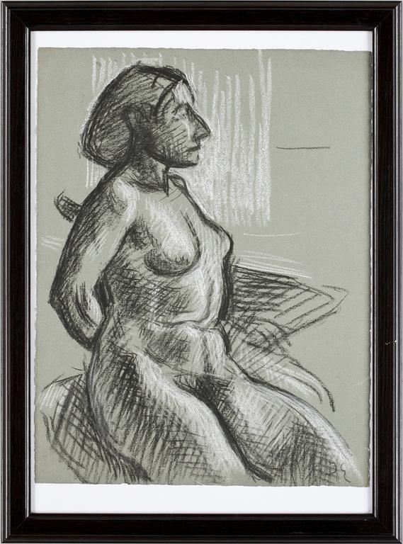 ISAAC GRÜNEWALD, kolteckning. Monogramsign.