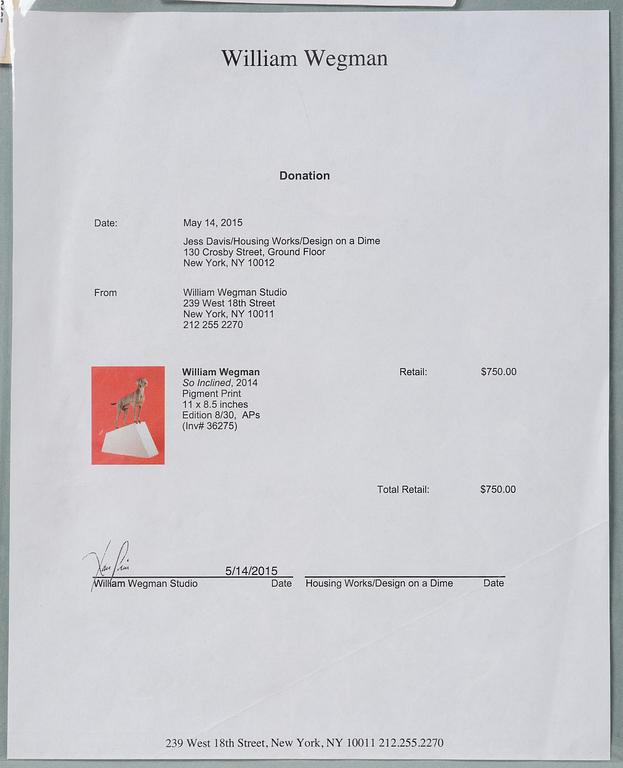 William Wegman, "So inclined".