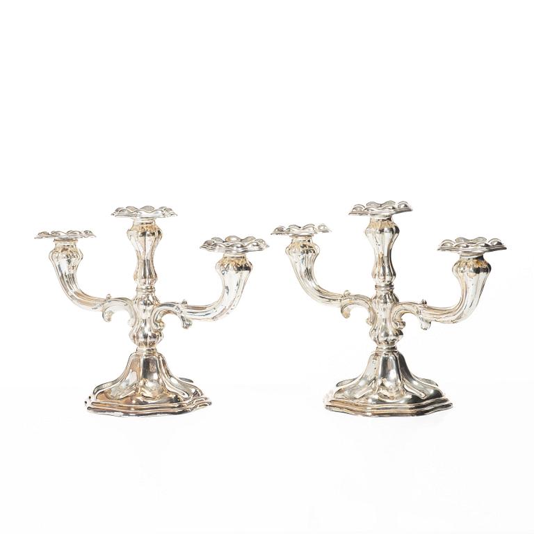 C.G. Hallberg, A pair of silver candelabra, Stockholm, 1939.