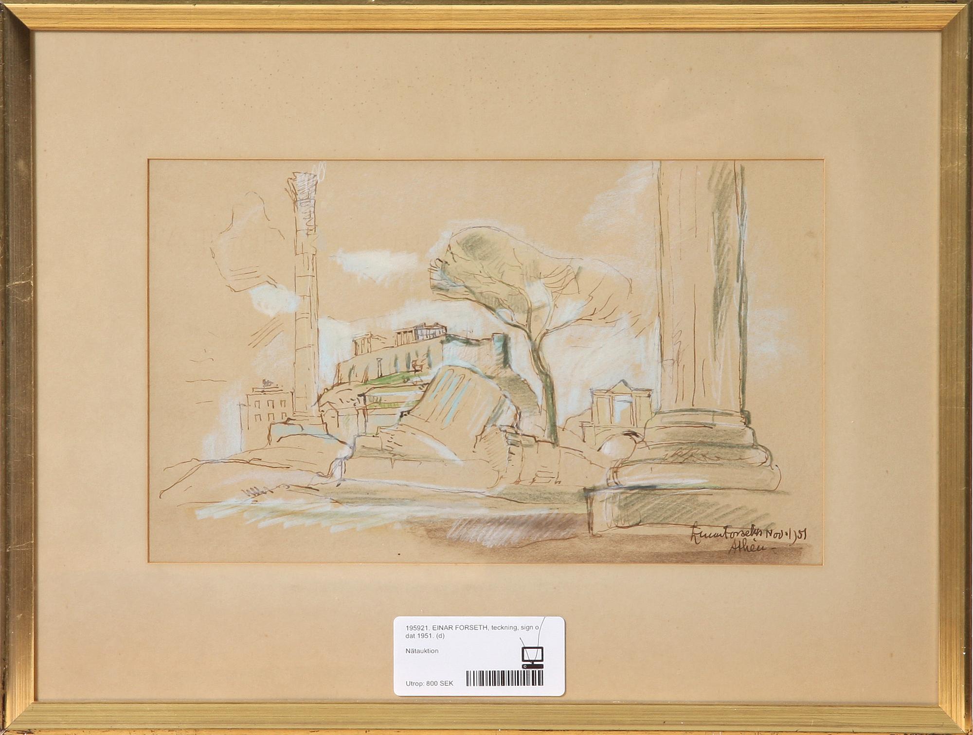 EINAR FORSETH, teckning, sign o dat 1951.