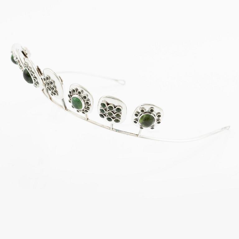 H Strömdahl, a parure, silver with tourmalines and other green stones, Stockholm 1961 and 1963.