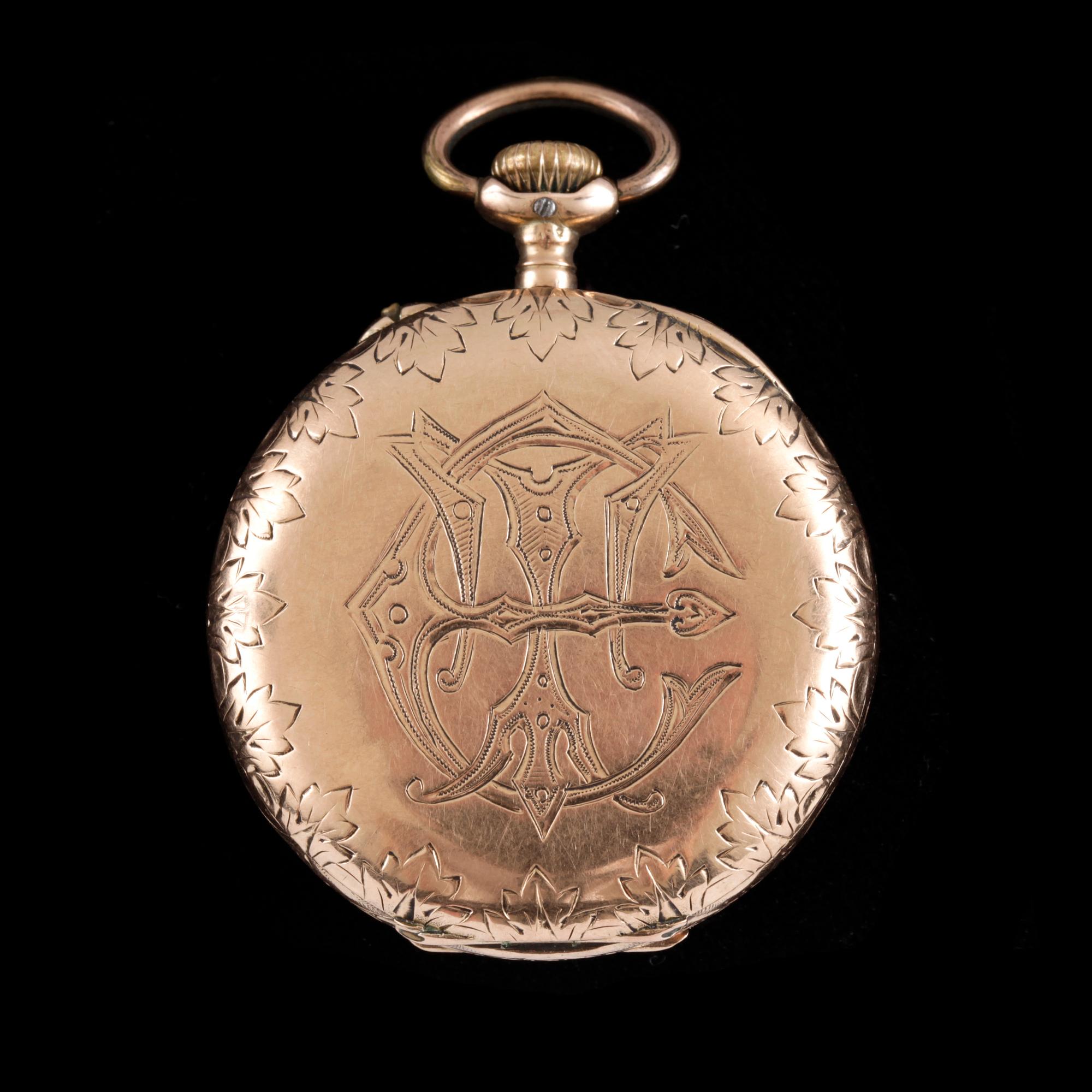 DAMFICKUR, Longines 14 K guld, 1900-talets början. I ask.