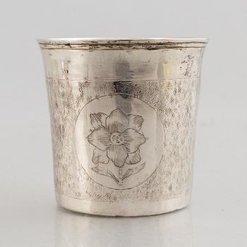 An 18th century parcel-gilt silver beaker, unidentified maker's mark IB, Northern Europe.