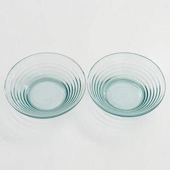Aino Aalto, a set of two 1930's bowls, "Bölgeblick" for Karhula Glassworks, Finland.