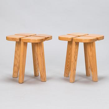 A pair of 'Apila' (Four-leaf clover) stools for Keravan Puusepäntehdas, Oy Stockmann Ab.