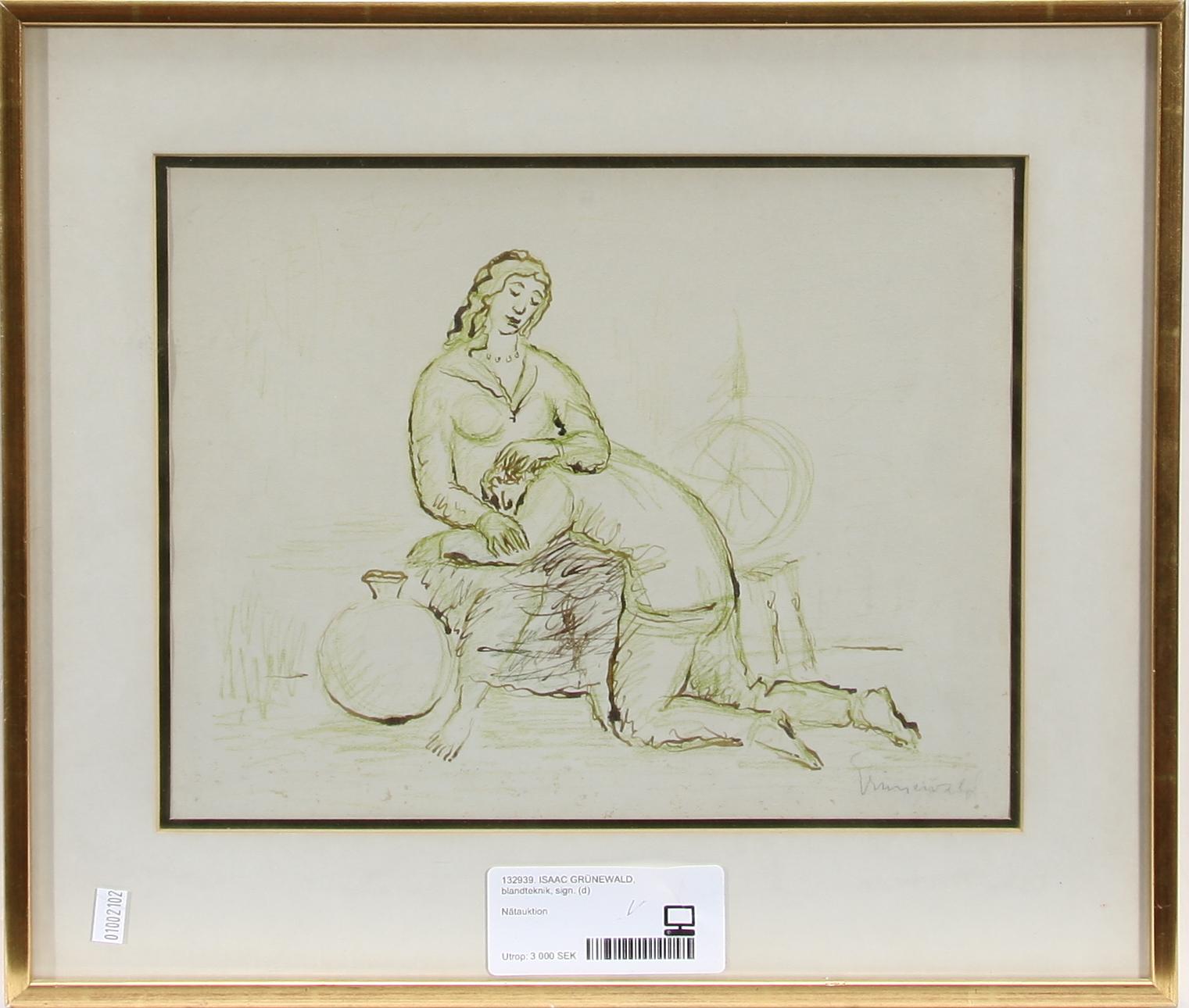 ISAAC GRÜNEWALD, blandteknik, sign.