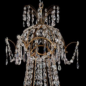 A late Gustavian early 19th Century seven-light chandelier.