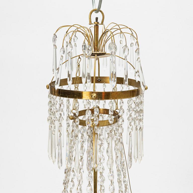 Crystal chandelier and ceiling lamp, Gustavian style, 20th century.