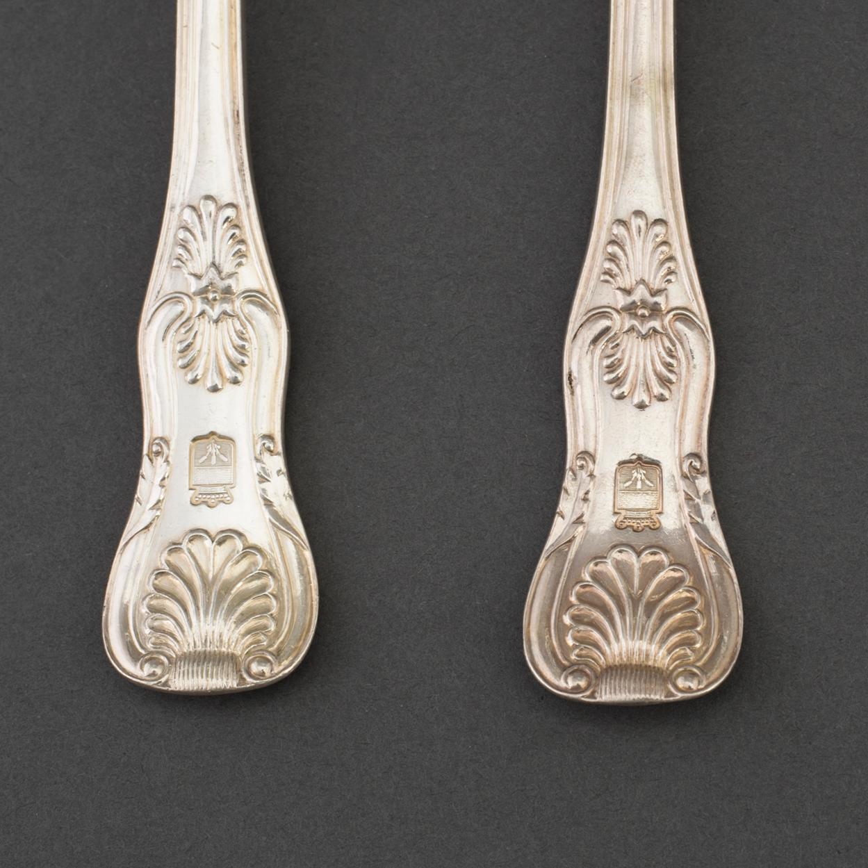 MATSKEDAR 6 st, samt MATGAFFLAR, 6 st. Silver. Bl a Gustaf Möllenborg Stockholm 1890.