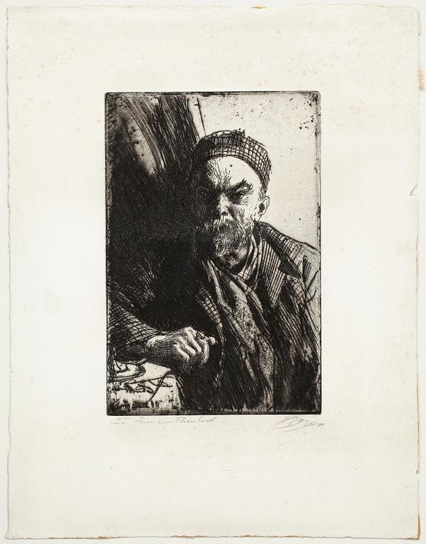 ANDERS ZORN, etching, 1895, signed with pencil and with dedication.