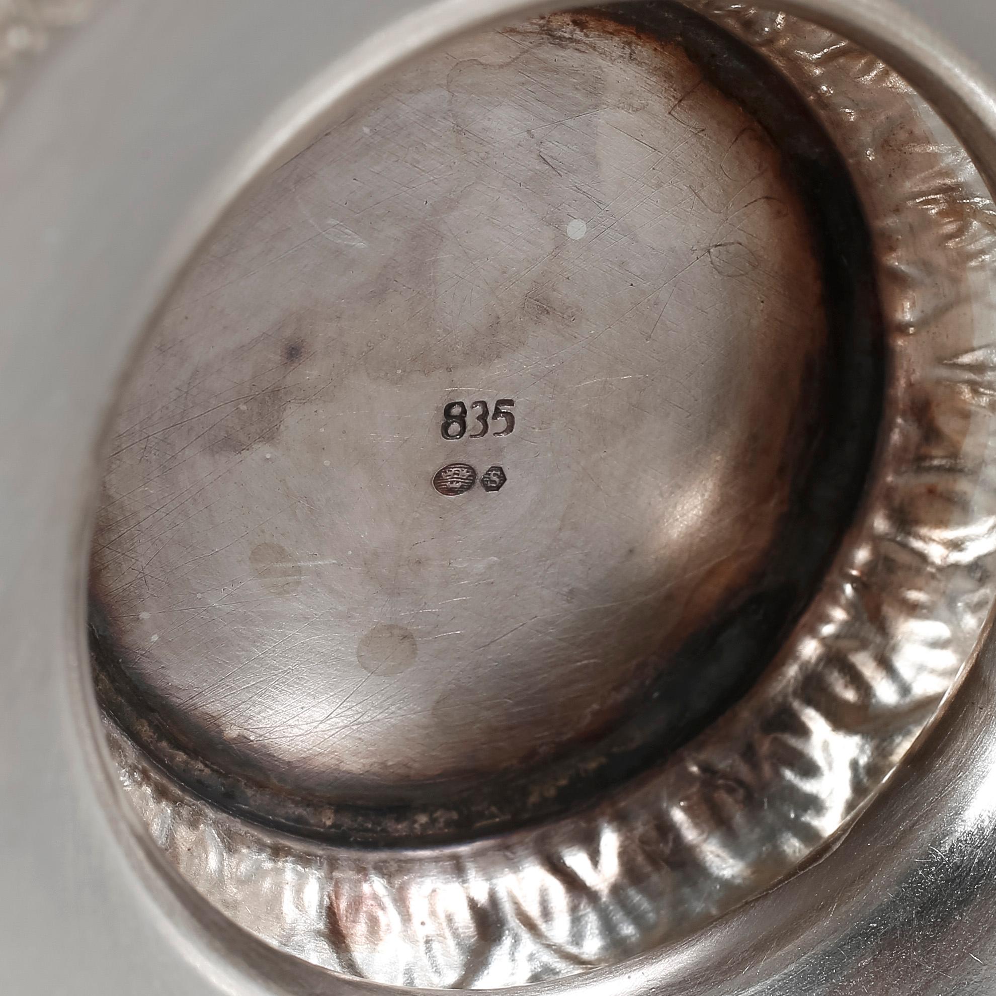 KAFFESERVIS, 3 delar, silver, empirestil, med svenska importstämplar. Totalvikt ca 1428g.
