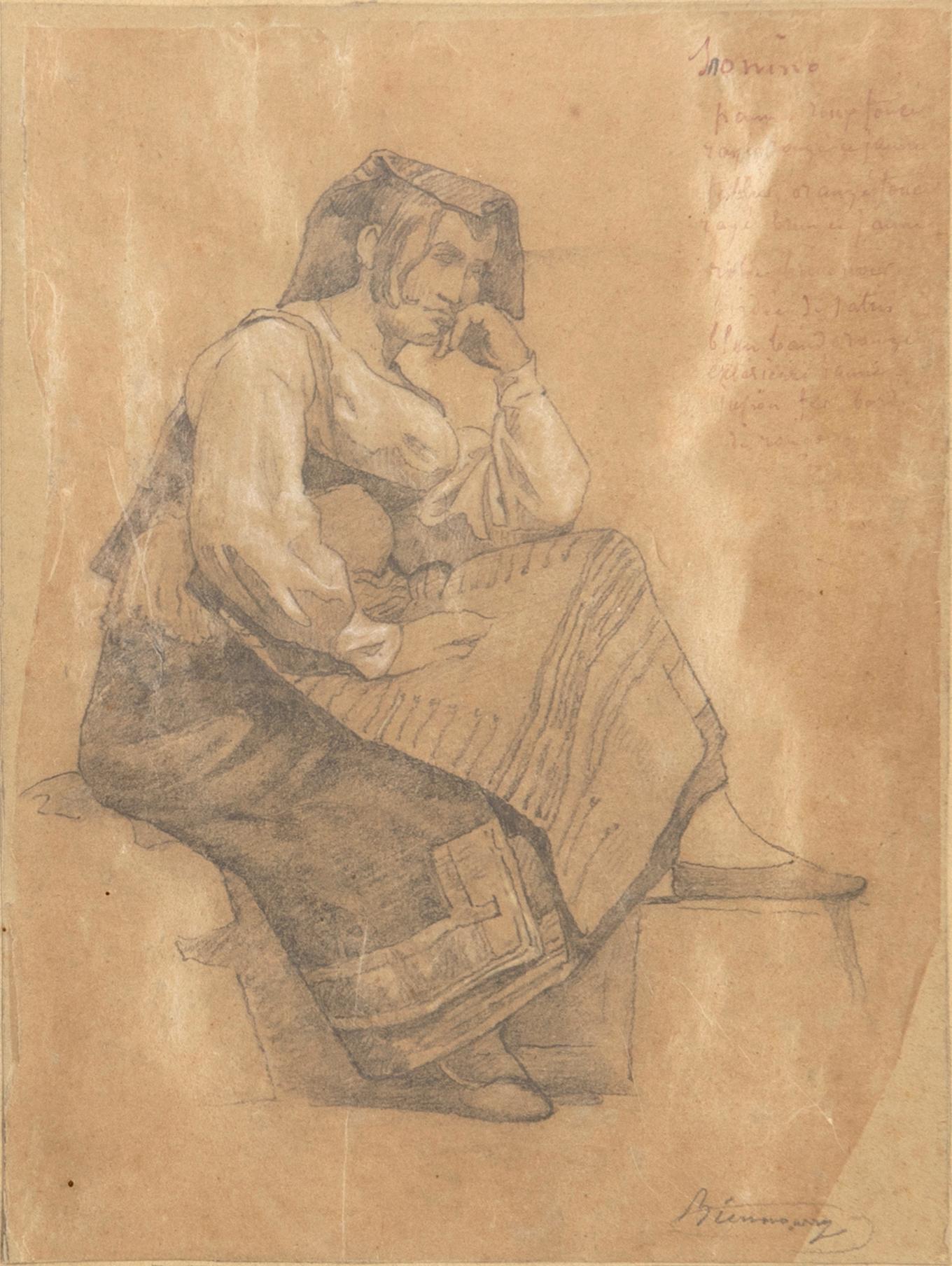 Victor Francois Biennourry, Sittande italiensk kvinna.