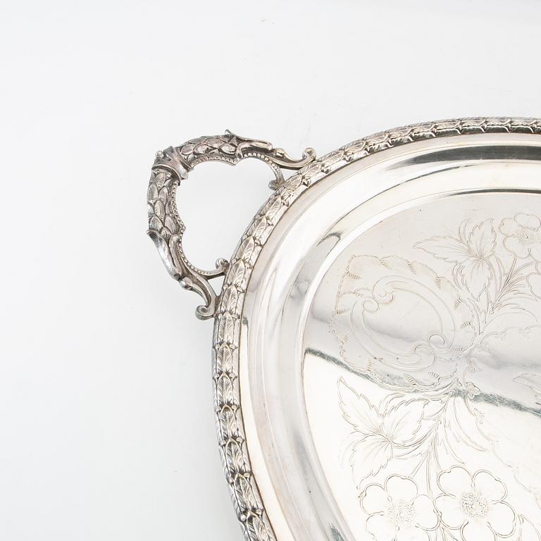 Trays 4 pcs of silver-plated metal, first half of the 20th century.