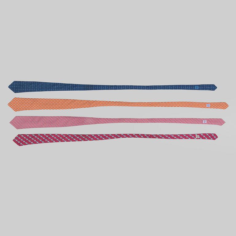 A set of four ties by Hermès.