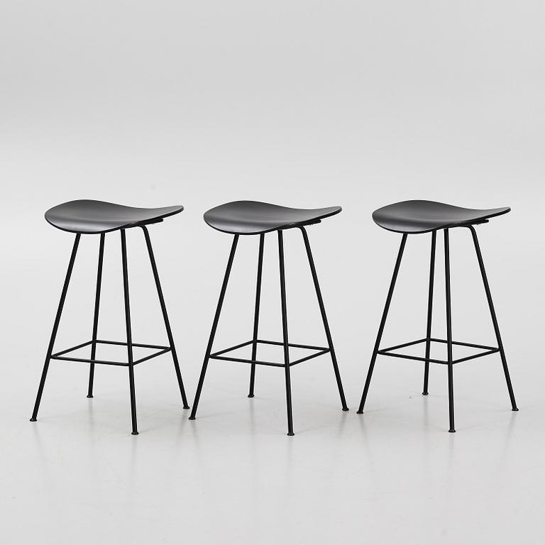 Komplot Design, a set of three "2D" bar stools, Gubi, Denmark.