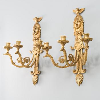 VÄGGAPPLIQUER, ett par, 1800-tal.