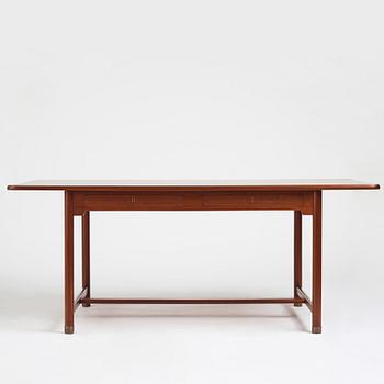 Mogens Koch, an important free standing mahogany desk by N.C. Jensen Kjær, Denmark 1930's.