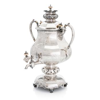 A 19th-century silver samovar, Saint Petersburg 1875. Unidentified maker's mark.