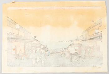 Utagawa Hiroshige, efter, färgträsnitt. Japan, 1900-tal.