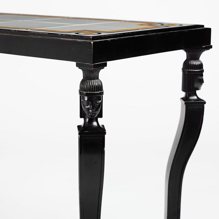 Axel Einar Hjorth, an ebonised oak Swedish Grace tiled top table, Nordiska Kompaniet 1931. Tile top by Edgar Böckman.