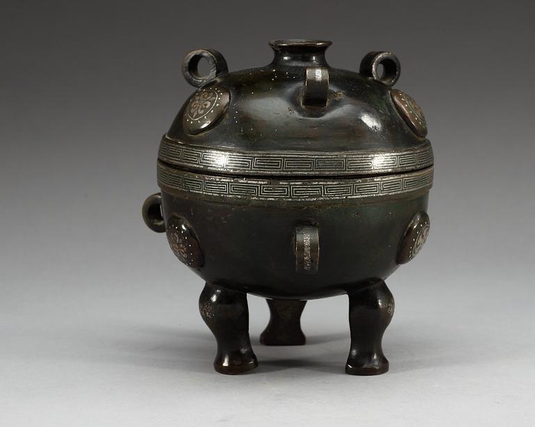 RÖKELSEKAR med LOCK, brons. Arkaiserande modell.