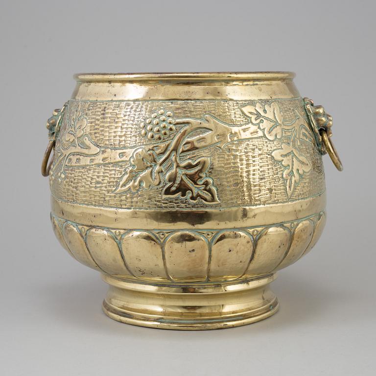 A 19th century brass flower pot.